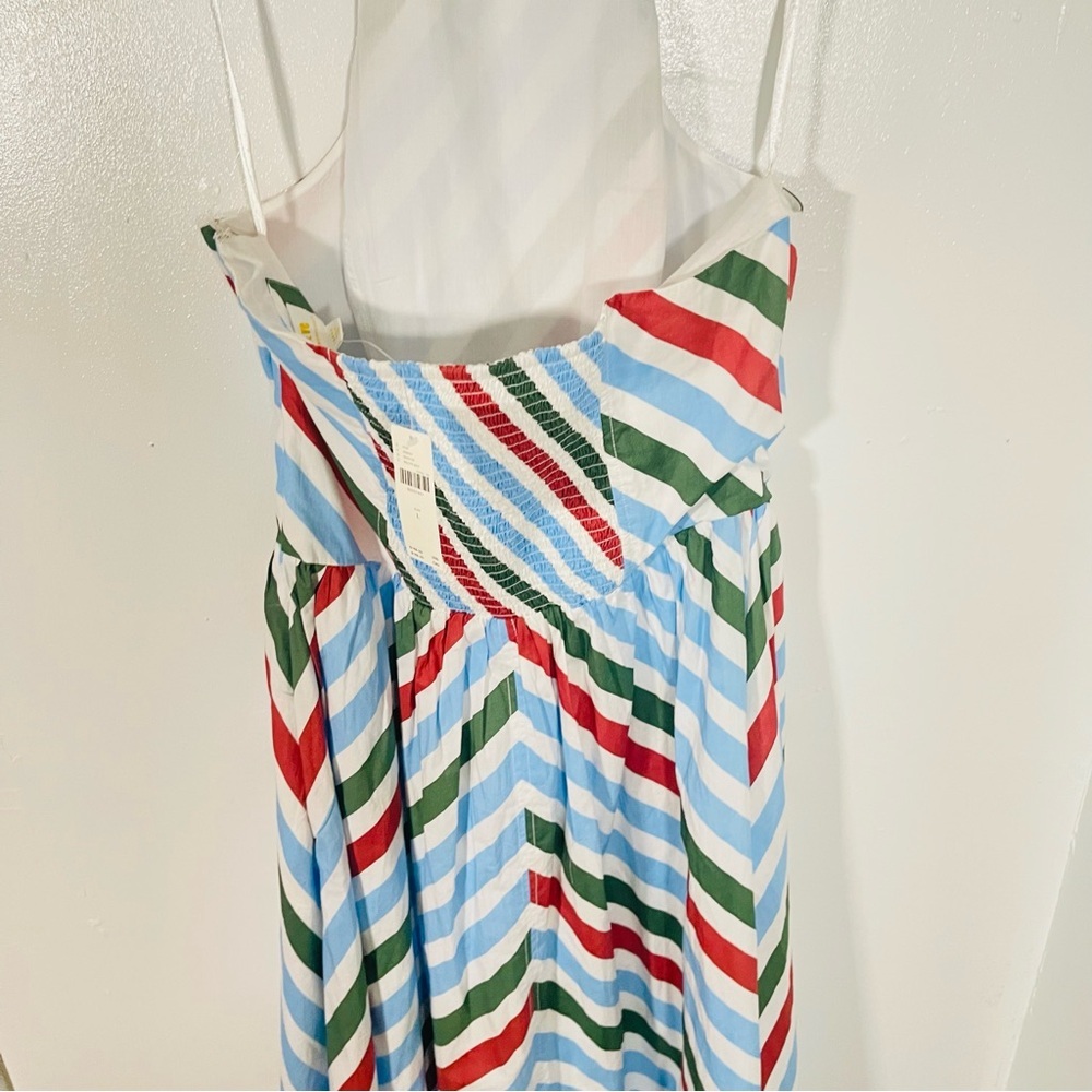 Anthropologie Striped Halter Midi Dress in Blue, White, Green, Rust L - Picture 9 of 10